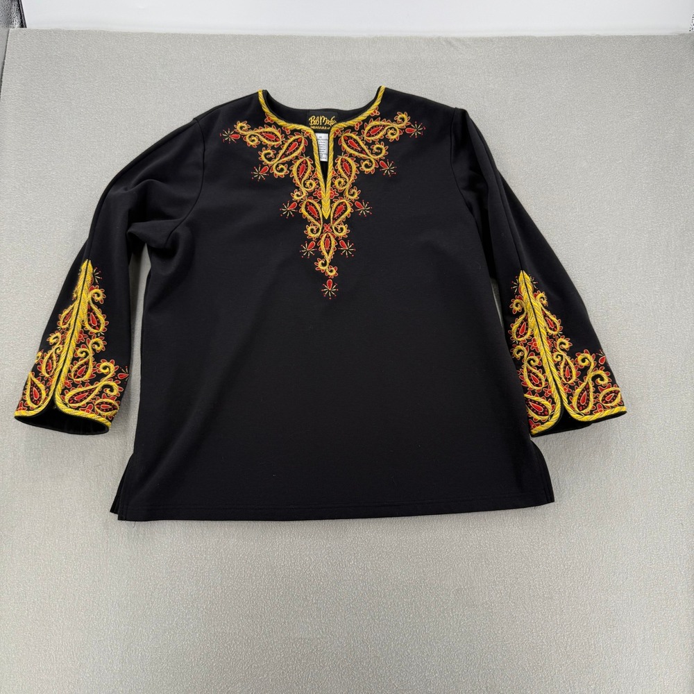 Vintage Bob Mackie Wearable Art Pullover Embroidered Kashmiri Tunic Size Large